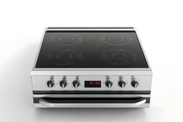Fototapeta premium Modern black electric stove on white background