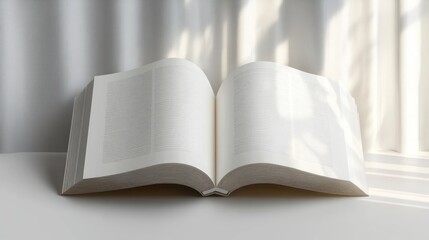 Minimalistic Scene with Open and Closed Books on White Background Soft Light Modern Aesthetic
