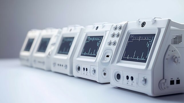 Isolated ECG machine on white background