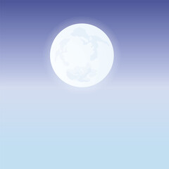 Full moon in a night sky with a gradient blue background.