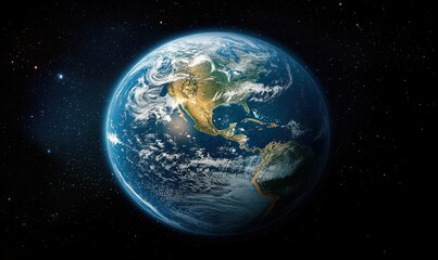 Fototapeta premium Earth from Space Hyper-Realistic Wallpaper Colorful Globe Detailed Nature Environment Ecology Protection