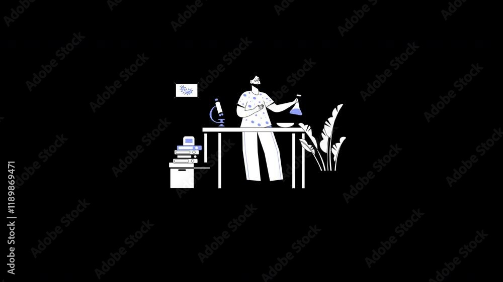 Poster a scientist conducting an experiment in a lab setting, featuring a diverse individual engaged in res