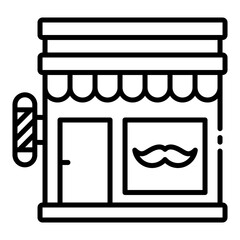 Barbershop storefront outline icon symbolizing barber shop exteriors and services
