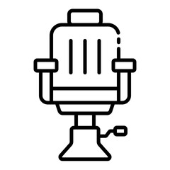 Barber chair outline icon representing comfortable grooming equipment