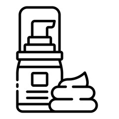 Shaving cream and pump bottle outline icon representing grooming products