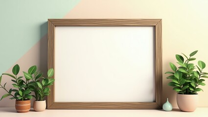 A clean pastel gradient background offers a blank wooden signage board with ample space for text