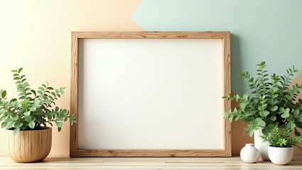A clean pastel gradient background offers a blank wooden signage board with ample space for text