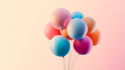 Pastel Balloons Float Against A Soft Pink Background
