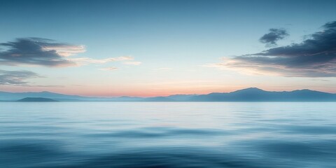 Obraz premium Tranquil Seascape at Dawn with Soft Pastel Colors and Minimalist Composition