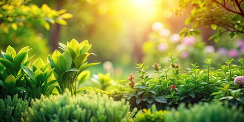 Spring Garden Blurred Background, Nature Wallpaper, Ecology, Green Plants, Fresh Landscape Photography