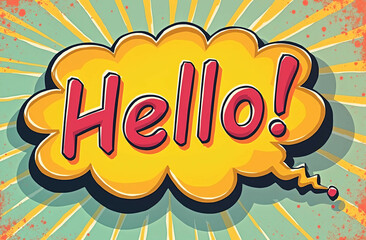 Hello retro comic style speech bubble illustration