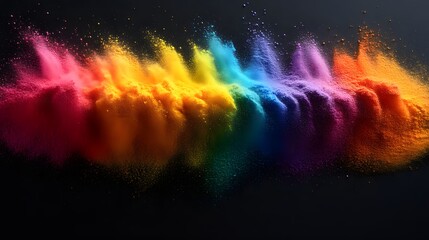 Fototapeta premium Vibrant rainbow powder explosion on black background.