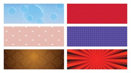 Set of colorful vector backgrounds with various patterns.