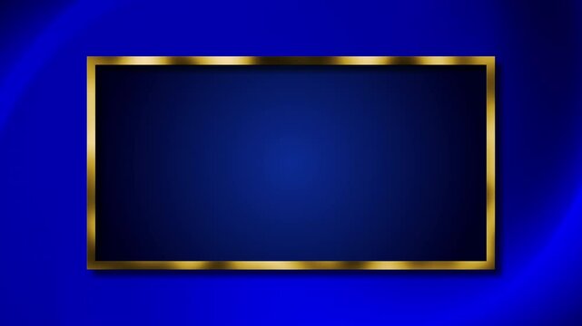Goldframed rectangle on blue background; elegant design suitable for luxury branding, certificates, awards, or decorative elements in presentations. 4k animation