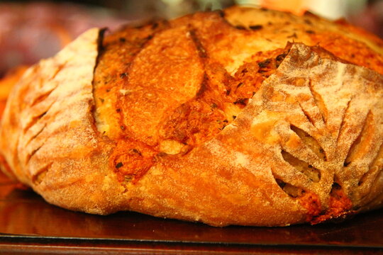 Fresh baked artisanal sourdough bread