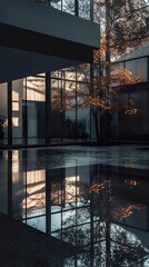 Fototapeta premium Modern Architecture: Glass House Reflection