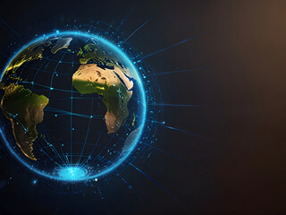 Naklejka premium Earth with network light