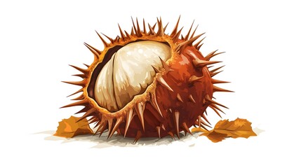 Spiky Chestnut Bur Partially Open Showing Seed