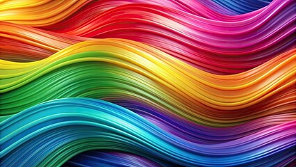 Obraz premium Vibrant Closeup of Multicolored Waves - Smooth Soft Flowing Rainbow Curves Design Texture Pattern for Abstract Art Backgrounds