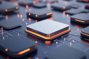 Futuristic Technology Background with Circuitry and Glowing Elements, Showcasing Modern Connections in Digital Landscape for Innovation and Communication Themes