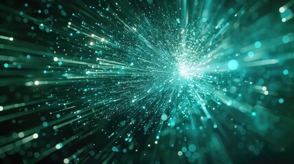 Fototapeta premium Abstract picture colorful light particle with digital technology style design connecting become dynamic of electric wave movement represent about flowing of data or structure of network system. AIG53.