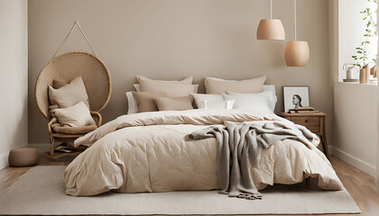 neutral toned bedroom with simple decor