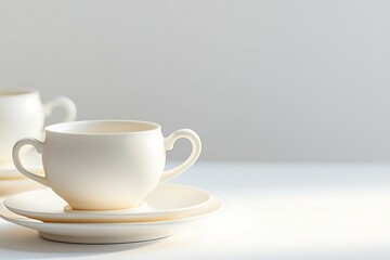 Obraz premium tea set with teapot and cups on white background