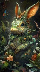 Enchanted Forest Bunny: A Whimsical Floral Fantasy