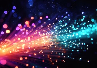 Obraz premium Glowing Fiber Optic Lights in Abstract Motion
