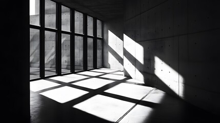 Concrete Corridor Sunlight Through Windows