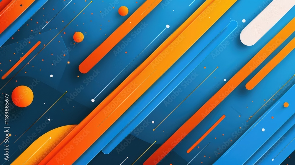 Poster a vibrant abstract background featuring bright blue and orange lines, creating a dynamic and modern 
