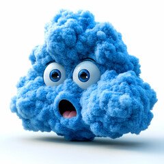 3D Blue Cloud Emoticon Illustration