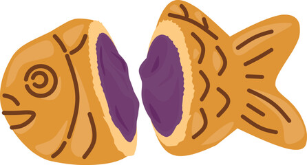 Illustration of Taiyaki with Taro Filling