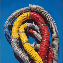Colorful Industrial Hoses: Abstract Composition