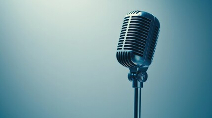 Fototapeta premium Vintage Microphone on a Stand in Spotlight