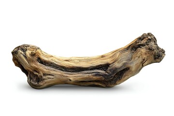 Fototapeta premium Isolated piece of driftwood on white background
