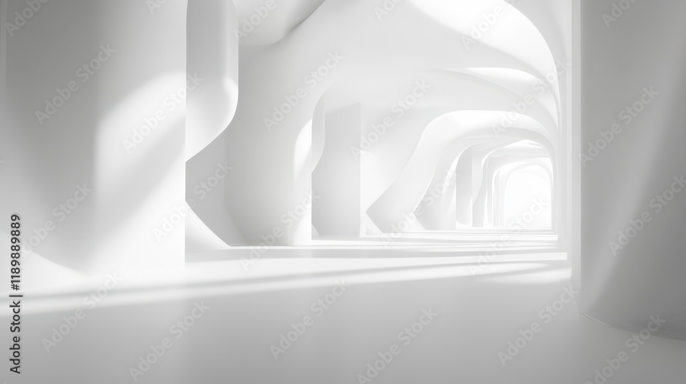 Poster 3d render of an abstract futuristic background with white lines and empty space