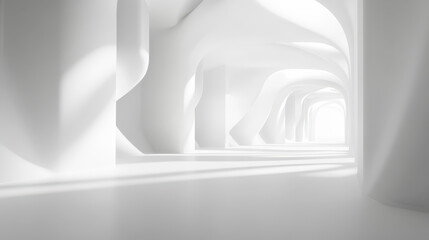 3D render of an abstract futuristic background with white lines and empty space