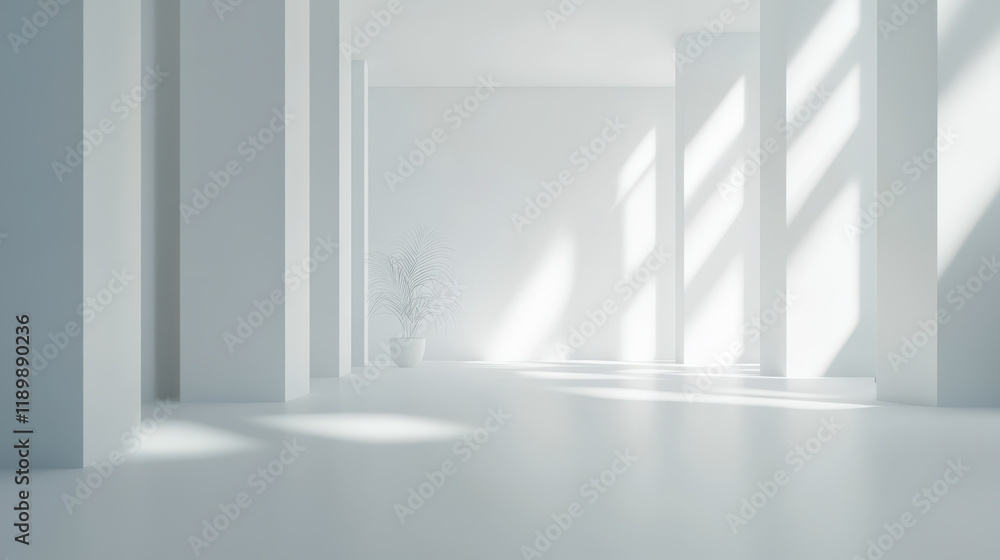 Poster 3d render of an abstract futuristic background with white lines and empty space