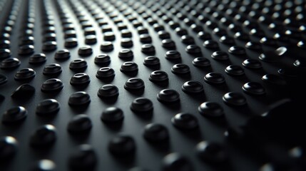 Obraz premium Close-Up View of Black Textured Surface with Rounded Protrusions, Creating Intricate Patterns and Shadows for Modern Design and Visual Aesthetics