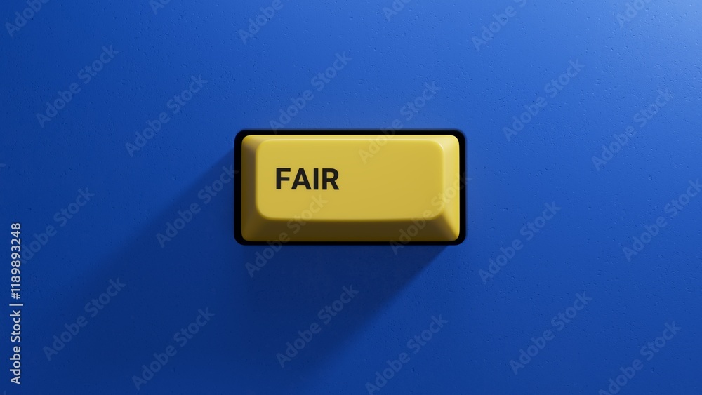 Fototapete yellow button with fair business word. mission, vision and core values concept.close up button of ke