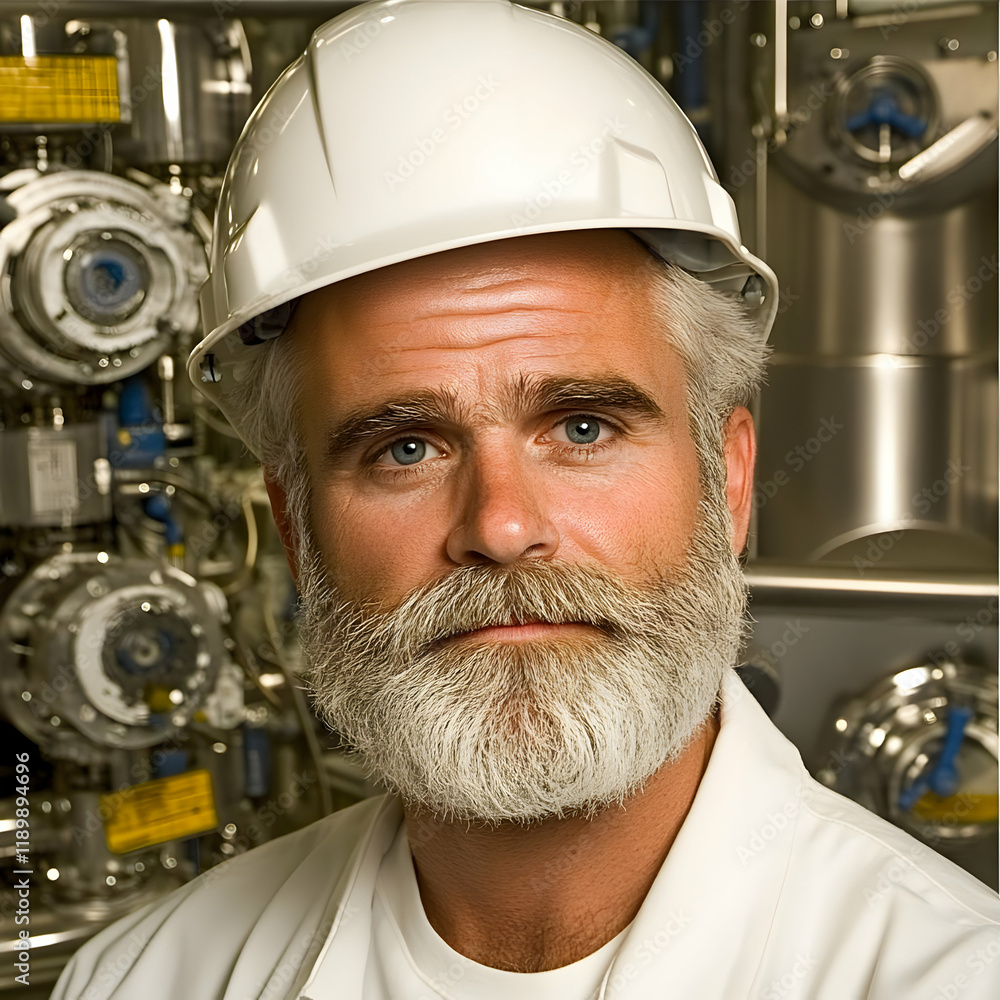 Poster realistic image of engineer in factory