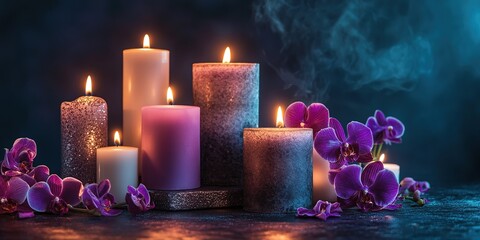 Candles Glow Creating Ambiance with Orchids Elegantly Placed