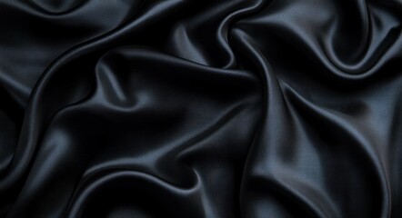 Obraz premium luxurious black silk fabric texture background hyper-realistic elegant drapery