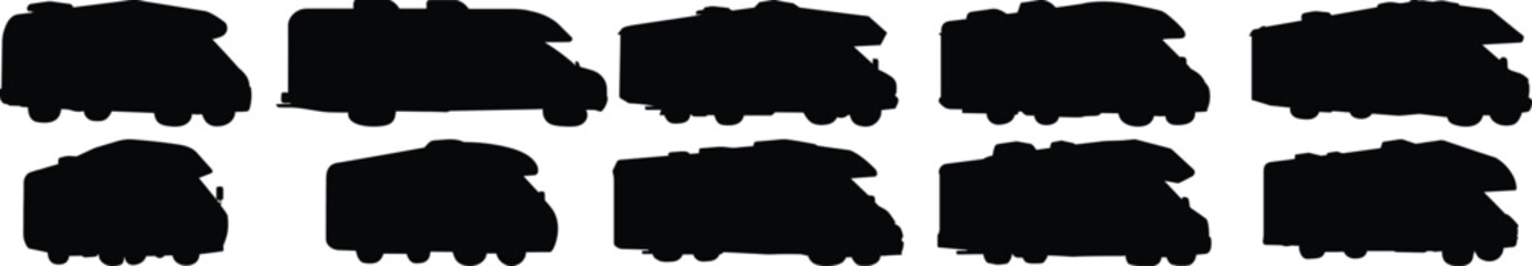 Camper silhouette set vector design big pack of truck illustration and icon