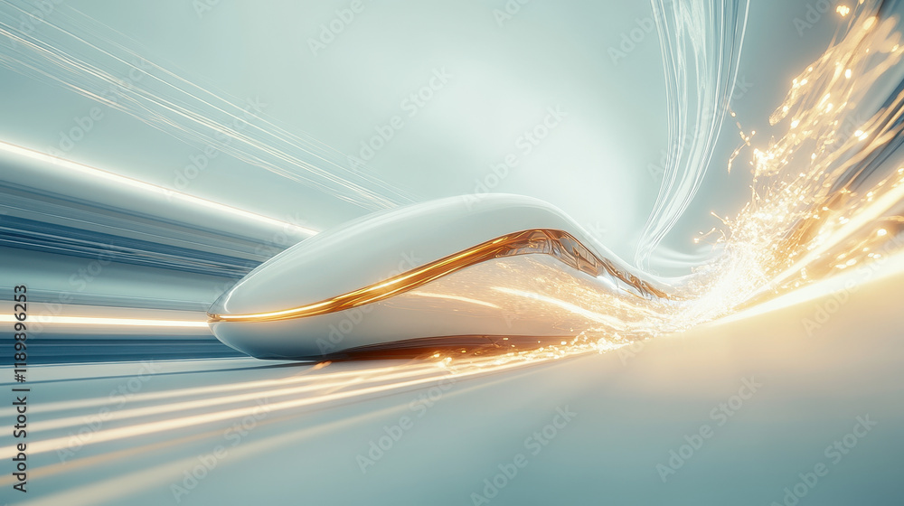 Poster abstract futuristic background with blurred light lines and modern architecture