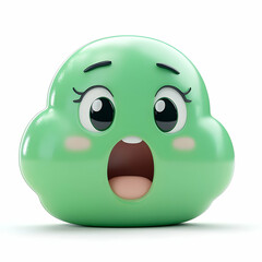 Fototapeta premium Surprised Green 3D Emoticon Illustration