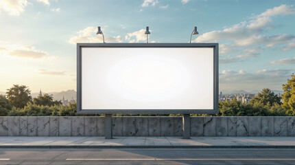 Obraz premium Roadside Billboard Mockup Design, Empty Advertising Board on Open Highway