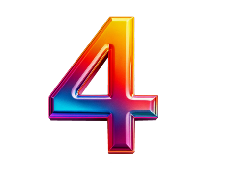 Colorful metallic number isolated on transparent background