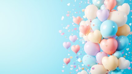 Digital art of a playful valentine's day with festive balloons background